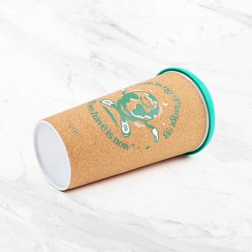 Myga Reusable Coffee Cup - 450ml Leakproof Double Walled Insulated Travel Mug with Lid - Large BPA-Free Eco-Friendly Cork Thermal Cup for Hot & Cold Drinks - Planet B — view 3