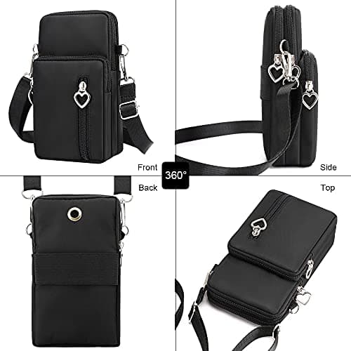 DOB SECHS 3 Layers Zipper Closure Waterproof Nylon Crossbody Bags With Adjustable Shoulder Strap Mobile Phone Wallet Bags For Women Girls Ladies — view 4