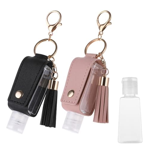 Molain 2 Pcs Hand Sanitizer Keychain, 30ml Portable Leather Key Chain