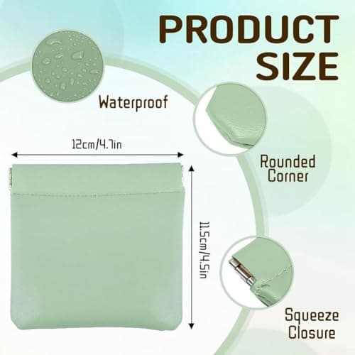 ZAMETTER 4PCS Mint Leather Cosmetic Pouches Waterproof Makeup Organizer Bags with Snap Closure for Women Jewelry Storage Travel Essentials 12x11.5cm — view 3