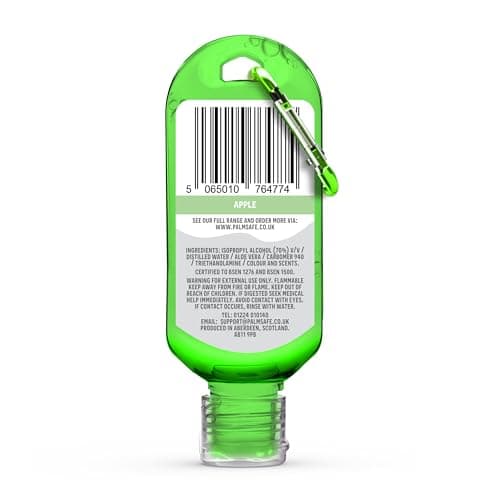 Palm Safe Apple 3 Pack 60ml Anti Bacterial Premium Hand Sanitiser Travel Size Refillable Clip Bottle Quick Drying Non Sticky Extra Moisturising Kills 99.9% of Viruses and Bacteria — view 2