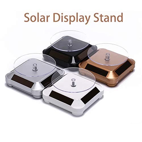 tooloflife Solar Powered Rotating stand Round-Silver Solar/AAA Battery Powered Showcase 2 Shapes 360 Degrees Turntable Rotating Watch Phone Jewelry Organizer Display Stand Mount Holder — view 5