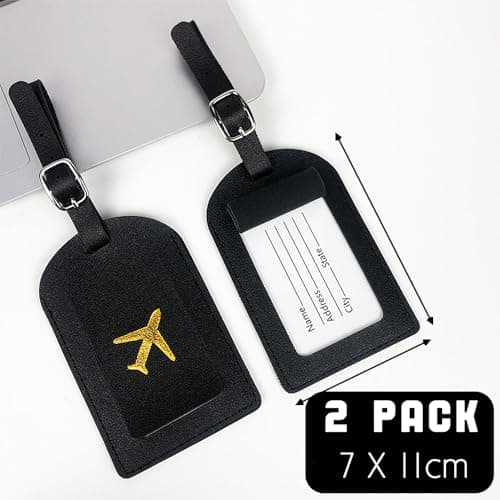 Aieino 2 Pack Luggage Tags with Name Address ID Card Secure Suitcase Labels — view 5