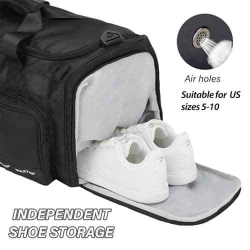 MAXTOP Small Gym Bag for Men Women with Shoe Compartment Wet Dry Separation Black Carry on Mini Duffle Bag for Travel Sports Yoga Fitness Weekend Outdoor Activities — view 5