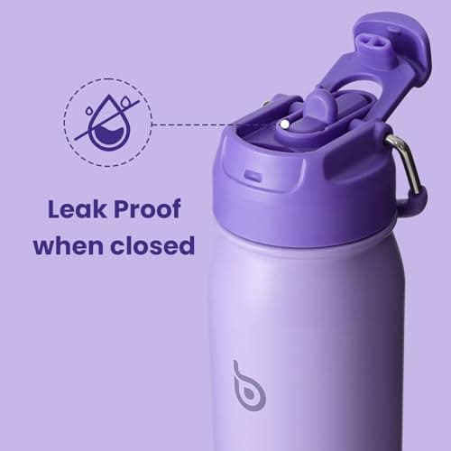 BOTTLE BOTTLE Insulated Water Bottle Stainless Steel 700ml（24oz） Bike Water Bottles with Straw and Adjustable Lid Daily Drink Flask Pill Organizer (purple) — view 4