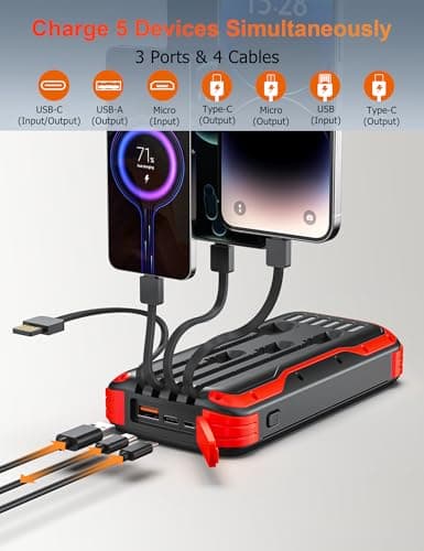 MINRISE Solar Power Bank 40000mAh, Portable Charger PD 20W Fast Charging — view 3
