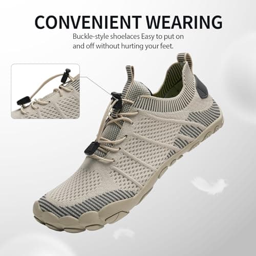 Barefoot Shoes Men Women Water Shoes Wide Lightweight Walking Shoes(3027Beige， 5UK) — view 3
