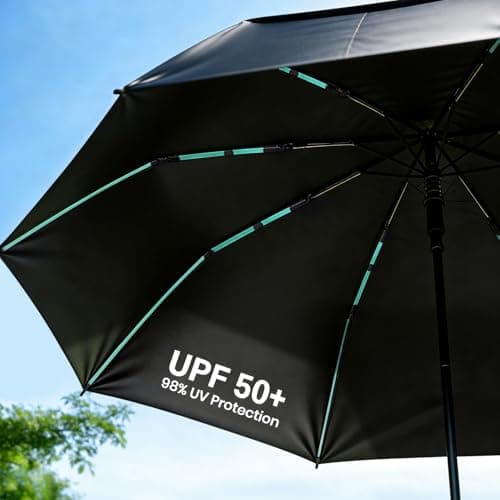 Zukdure Windproof Umbrella, 10-Rib Strong Umbrella Upgraded Reinforced Fibreglass Frame Double-Layer Ventilated Anti-Flip Canopy Quick-Dry Water-Repellent Fabric Travel Business Black — view 5