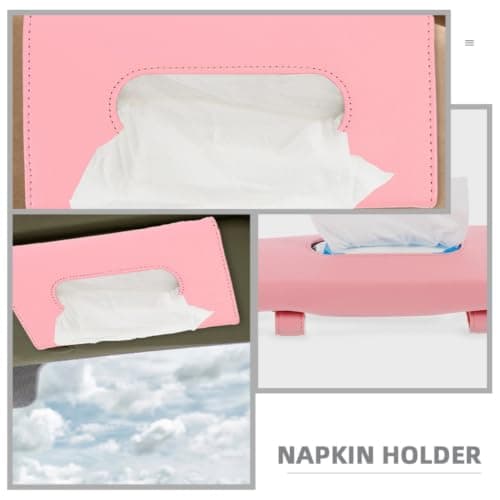 2pcs Car Visor Tissue Holder Refillable PU Hanging Case for Tissue — view 4