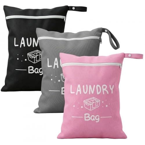Merzio 3 Pcs Large Travel Laundry Bags with Zipper, Dirty Clothes Wash Bag Organiser for Home Trave Gym Camping Swimming Pool Dormitory