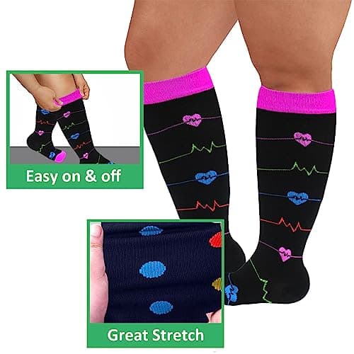 Dzpuhuojz 3 Pairs Plus Size Compression Socks (20-30 mmHg) for Women & Men — view 4