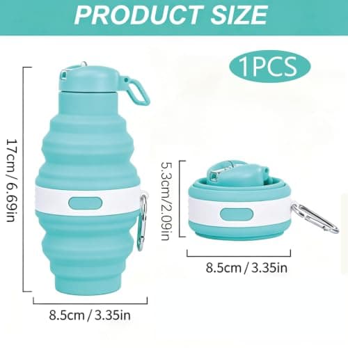 Moxychrony Silicone Water Bottle with Collapsible Feature, Folding Water Bottle Design, Compact 17 by 8.3 Cm Size for Portable Hydration, Travel, Hiking, Backpacking I Portable & Leakproof — view 2