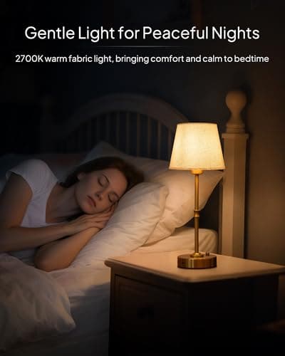 EppieBasic Rechargeable Cordless Table Lamp, Linen Shade, 2700K Dimmable — view 6