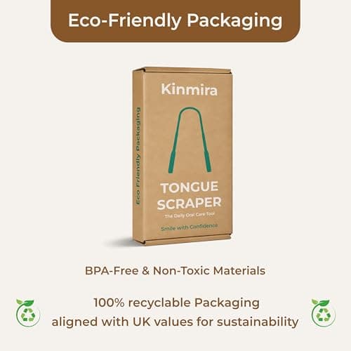 Kinmira Tongue Scraper (Pack of 1) - Stainless Steel Metal U-Shape Tongue Cleaner with Travel Pouch - Designed in London - Eco-Friendly Plastic-Free Packaging - Dental Hygiene & Fresh Breath — view 5