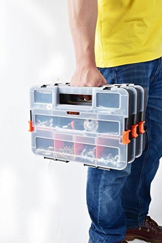 Tactix Assortment Box Suitcase, 3 Stackable Organisers with Removable Dividers, Side Lock for Secure Stacking, 320027 — view 4