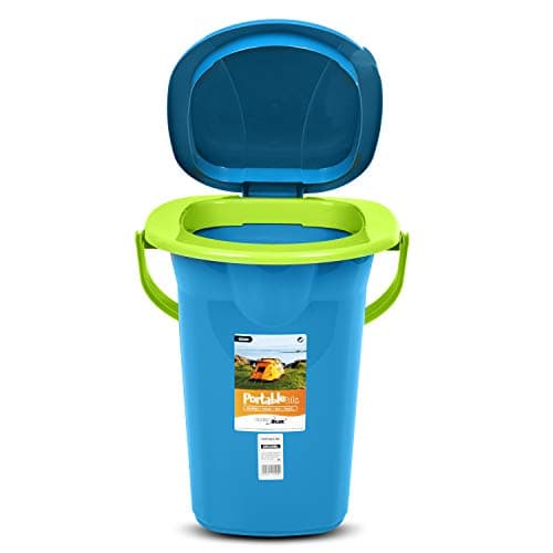 Green Blue GB320 Portable Toilet 19L Mobile Bucket Travel Lightweight Toilet For Hiking Campfire Grill Fishing Festivals Use (Turquoise/Lime) — view 2
