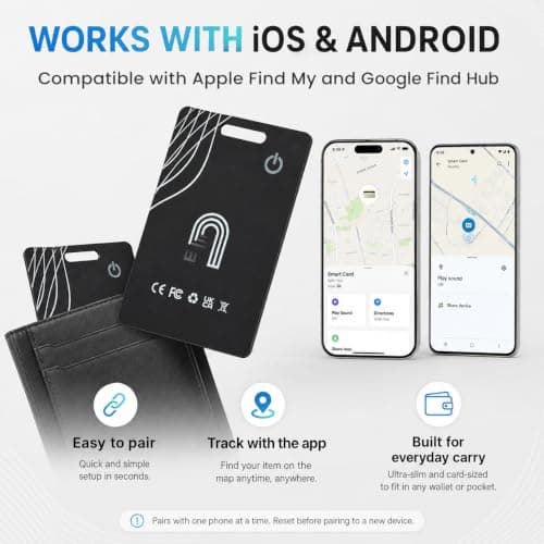 Smart Tracker Card, Work with Apple Find My & Google Find Hub, Wallet Finder Card for iPhone & Android, Wireless Rechargeable Ultra Slim Bluetooth Tracker, Item Locator for Wallet, Luggage and Bags — view 6