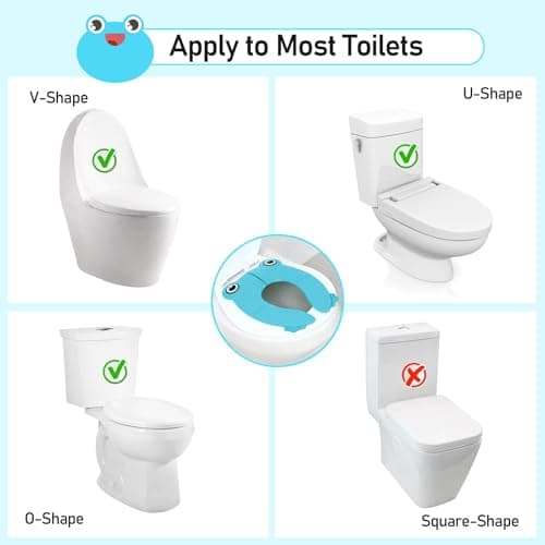 Pejoye Folding Potty Training Seat for Kids, Foldable Potty Toilet Training Seat, Portable Travel Toddler Toilet Seat with 6 Anti Slip Silicone Pads and 1 Carry Bag, Blue Frog — view 6