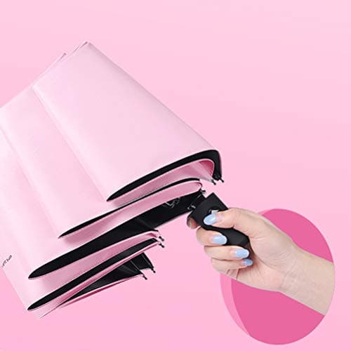 Maibar Sun Umbrella UV Protection SPF 50 Travel Folding Automatic Mini Umbrellas for Women Handbag Size Travel Parasol (Pink) — view 4