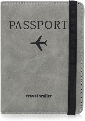 AlezyB 1X Grey RFID Passport Holder Cover & Travel Wallet, RFID Blocking Organiser for Tickets, Cash & Cards,Credit Cards Holder, Airport Essentials Passport Case for Men & Women, Travel Accessories