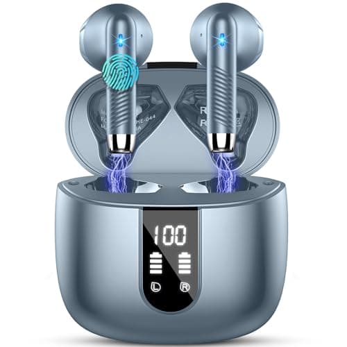 Drsaec Wireless Earbuds, NEW Wireless Headphones with 4 ENC Mic Dark Grey
