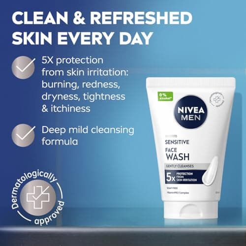 NIVEA MEN Sensitive Face Skincare Gift Pack (2 Products), Gift Set For Men, Includes Face Wash (100ml) and Daily Moisturiser With SPF30 (50ml), Ideal For Sensitive Skin — view 5