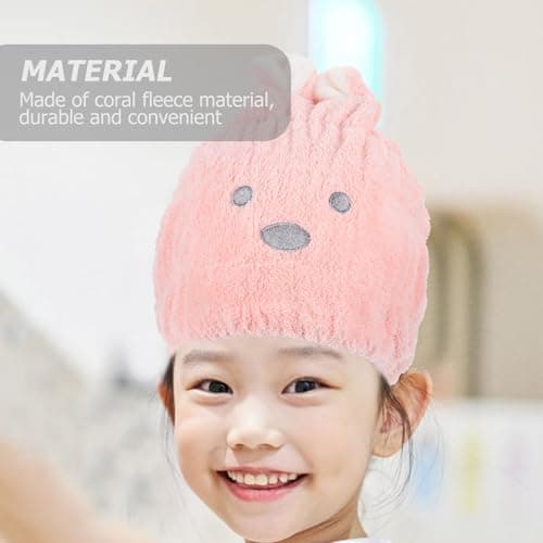 MOBUTOFU Hair Drying Towel Wrap Absorbent Coral Fleece Lightweight Compact Cartoon Rabbit Ear Cap for Travel Shower Boys and — view 5