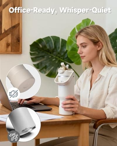 KANGZY Metal Water Bottle with Straw 1L/32oz – Vacuum Insulated Stainless Steel Flask, 2-in-1 Straw & Spout Lid, BPA-Free Leak-Proof Tumbler, Keeps Drinks Hot 8H+ / Cold 24H for Work, Travel White — view 5