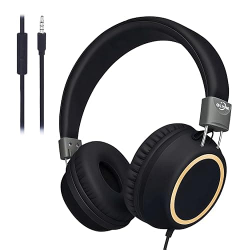 Olyre Foldable Kids Wired Headphones with Mic, Headset for Boys & Girls