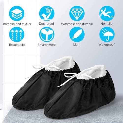 flintronic 4 Pairs Reusable Overshoes, Waterproof Non-Slip ShoeCovers, Shoe Covers Suitable for Keeping Floor/Carpet Clean and Tidy, Thickened Dustproof Overshoes — view 3