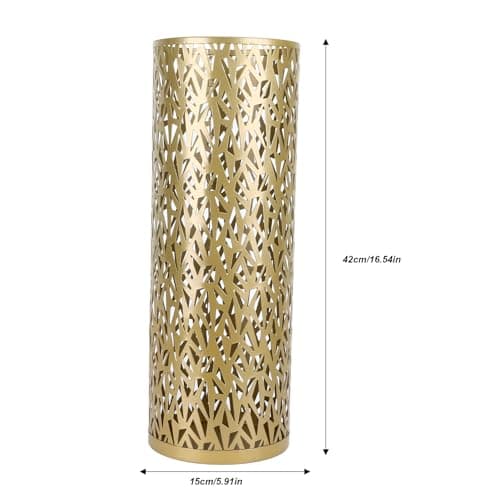 HUSHUI Freestanding Metal Umbrella Rack Hollow Out Round Entrance Storage Tray, Suitable for Home, Hotel, Office Decoration (Gold) — view 6