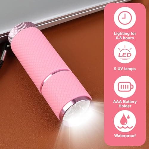 WSHuayee 2 PCS Super Bright Mini Torches with 9 LEDs, Battery Powered Small Torch with Lanyard, Glow in Dark Pocket Flashlight for All Ages Camping Hiking Emergency Outdoor Gifts (Blue+Pink) — view 5