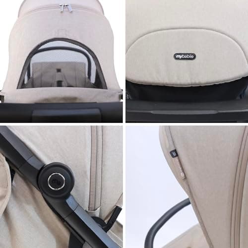 My Babiie MBX7 Autofold Stroller – from Birth to 4 Years (22kg), Foldable & Compact, Lightweight, Travel Buggy for Toddlers, Pushchair Includes Rain Cover - Camel — view 4