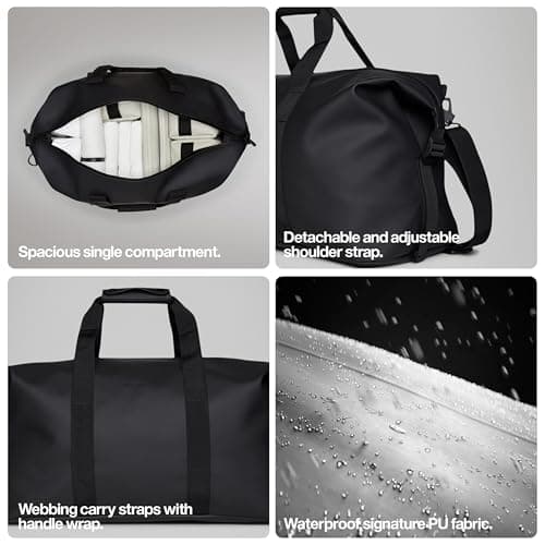 RAINS Hilo Weekend Bag Small - Waterproof Travel Duffle Bag, Black, One Size — view 4