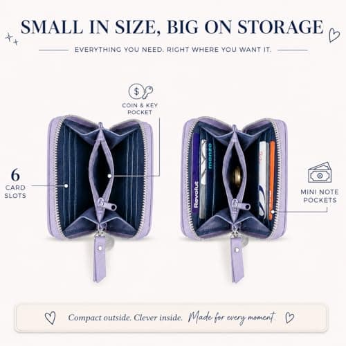 Small Purses for Women Faux Leather RFID Multi-Slot Card Wallet (Purple) — view 4