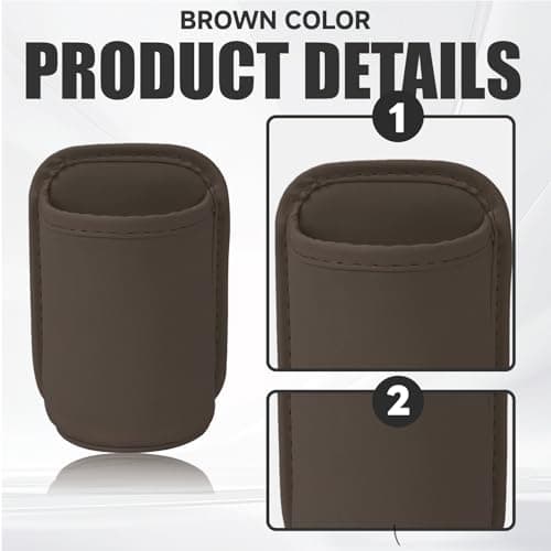 Auroriel 2 Pieces Car Cup Holder, Back Seat Clip, Large Cup and Bottle Holder, Multifunctional Door Pocket, Storage Organizer, Brown PU Leather — view 3
