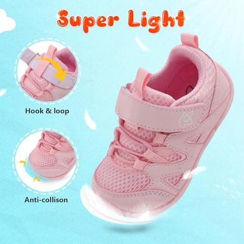 JIASUQI Baby Shoes Boys Girls First Walking Shoes Non-Slip Breathable Toddler Shoe Infant Lightweight Casual Sneakers(Pink 143,Size 5-5.5) — view 5