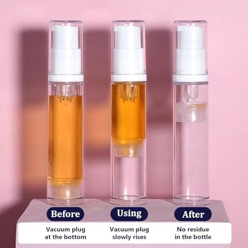4 Pcs Empty Airless Vacuum Cosmetic Container - Refillable Clear Travel Pump Bottle for DIY Foundation, Gel, Lotion, Moisturiser, Shampoo, Toiletry (10ml) — view 3