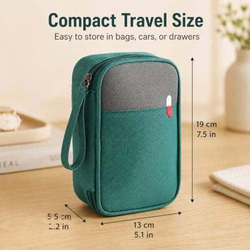 Myqiqi Waterproof First Aid Bag Medium - Empty Medical Kit for Travel, Camping, and Home Use with Built-in Compartments for Organized Medicine Storage (Green) — view 5