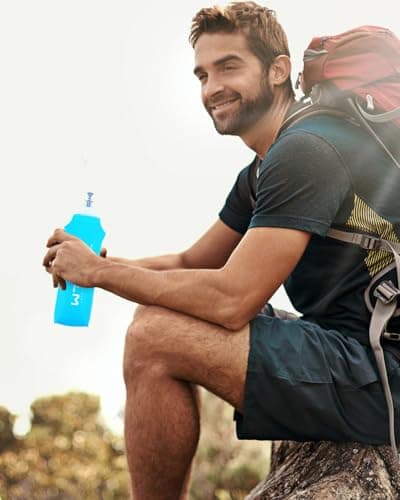 WRELS Folding Soft Flask Portable Collapsible Running Lightweight Water Bottle for Outdoor Sports,Travel with Mouthpeice Cover(250ml-2 Packs) — view 6
