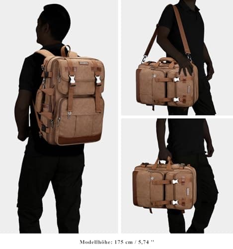 WITZMAN Canvas Travel Backpack for Men Large Laptop Backpack Fits 16 Inch — view 2