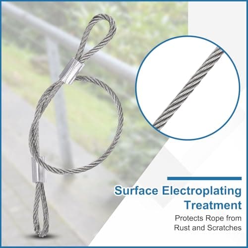 PATIKIL 1.2mmD x 8"L Outdoor Travel Security Cable, 5PCS 304 Stainless Steel Safety Wire Rope Luggage Anti-Theft Cable with Loop Ends for Bike Motorcycle Home Decoration, Silver — view 4