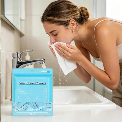 Compressed Towels 6-Piece Set | Portable Cotton Face Washcloths 30x60cm | Expandable Travel Towel For Camping Hiking Gym Fitness Lovers Hotel Resort — view 2