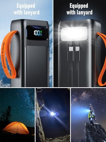 60000mAh Power Bank 45W PD Fast Charging Portable Charger Built in Cable — view 5