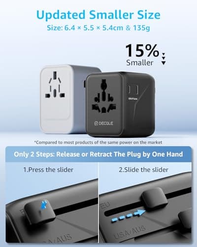 decqle “Pro” Universal Travel Adapter for International Travel -EU UK US AU — view 4