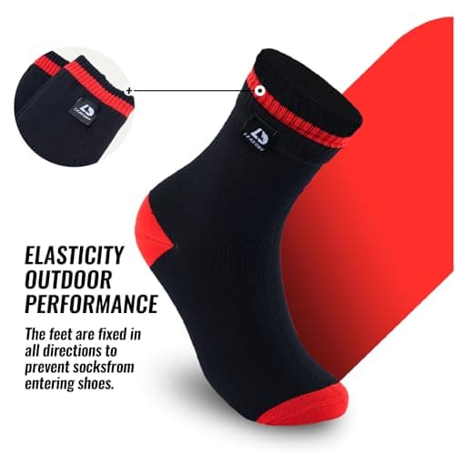 LEAKDRY Waterproof Socks,Breathable,Lightweight,Hiking,Running,Fishing,Unisex (UK, Alpha, L, Regular, Regular, Black Red) — view 2