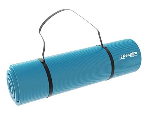 Respire Fitness Yoga Mat for Men and Women, 185 x 57 cm, Thick Cushion with Smooth and Ribbed Surfaces, Non-Slip Sweat Resistant Material for Pilates, Stretching, Fitness, and Meditation (Blue) — view 6