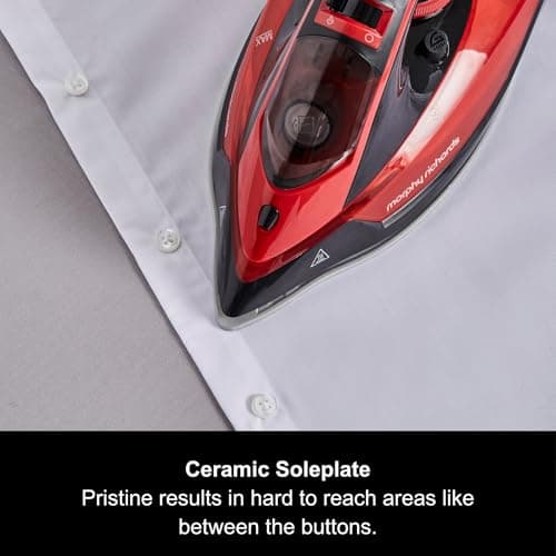 Morphy Richards EasyCHARGE Cordless Steam Iron, Non Stick Ceramic Soleplate, 130g Boost, 30g Output, 350ml Water Tank, Anti Drip and Scale, Auto Shut-off, 2.5m Cord, 2400W, Red, 303250 — view 3