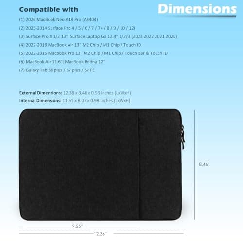 ProElife 12-Inch Laptop Tablet Sleeve Case for Surface Pro 9/10/12 — view 2