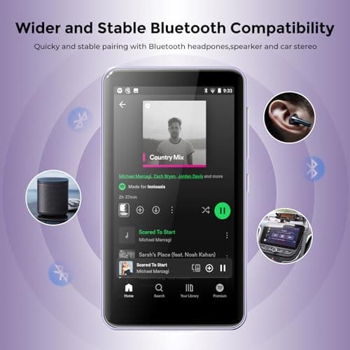 innioasis 16GB MP3 Player with Bluetooth and wifi, MP3 Player for Kids with Spotify, Spotify Kids, Pandora, Audible, 4.0" Touch Screen Music Player with Parental Controls, Up to 1TB(Pure Purple) — view 5